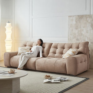 أريكة فاخرة بأسلوب فرنسي عتيق مع أزرار سحب وقماش مصقول لغرفة المعيشة، طقم أريكة مستقيمة مريحة - Product Image 1