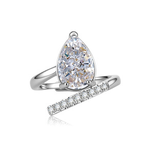 Best-selling-jewellery Copper 8*12mm Pear Cut Colorful Cubic Zirconia Modern <b>Adjustable</b> <b>Rings</b> For Daily Wear Women - Product Image 6