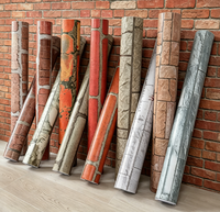 Papier peint autocollant imperméable au design de briques en faux pierre pour murs et armoires