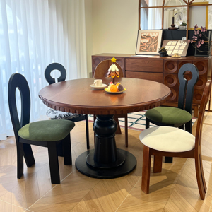 Modern <b>Round</b> <b>Dining</b> <b>Table</b> <b>Solid</b> <b>Wood</b> Base Natural <b>Wood</b> Surface Minimalist Design for Home and Hotel Use - Product Image 1