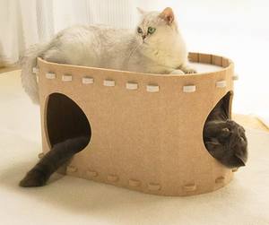 Vilt Kattenbakvulling Hondenbak Opvouwbaar Huisdierenafval Ademend Vier Seizoenen Kattenhuis Verwijderbare Kattentunnel - Product Image 3