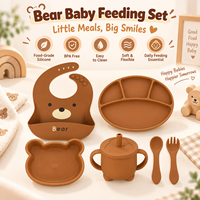 Ensemble d'alimentation pour bébé en silicone personnalisé OEM avec assiette compartimentée, bol et couverts pour la vente en gros