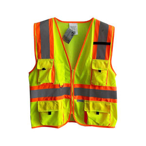 Rompi Keselamatan Reflektif Visibilitas Tinggi Multi Kantong Konstruksi Jaring Insinyur Chaleco De Seguridad dengan Ritsleting - Product Image 4
