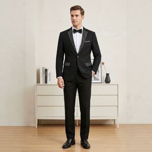 Costume trois pièces classique noir pour homme, taille S-6XL, pour mariage et soirée, veste, pantalon et gilet, coupe ajustée, grande taille - Product Image 1