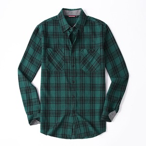 Chemise en flanelle brossée à carreaux pour <span class=keywords><strong>homme</strong></span>, manches longues, boutonnée, style workwear, avec deux poches poitrine, vente en gros - Product Image 1