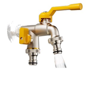 Robinet extérieur à double sortie en alliage, diamètre complet, pour machine à laver, utilisation en extérieur - Product Image 1