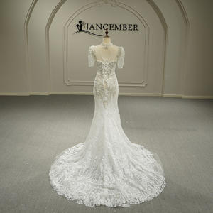 Jancember GT26046 Vestidos <span class=keywords><strong>de</strong></span> Novia Exclusivos <span class=keywords><strong>de</strong></span> Manga Corta y Cuello Alto Estilo Sirena - Product Image 4