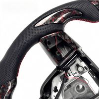Volant sport en fibre de carbone forgée rouge avec LED et indicateur de régime pour Cadillac CTS CTSV CTS-V CT4 CT5 ATS ATSV, compatible avec la fonction chauffante