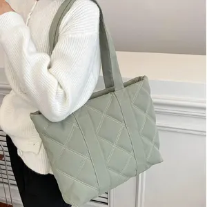 Lightweight Women Purse Soft Sling Shoulder Puffy Nylon Puffer Quilted Tote Bag
