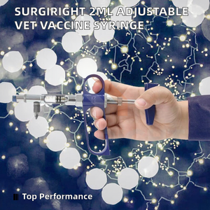 SurgiRight SI-NHF-0003 Seringue vétérinaire continue de type B pour porcs, 2 ml, dosage réglable, en acier inoxydable - Product Image 2