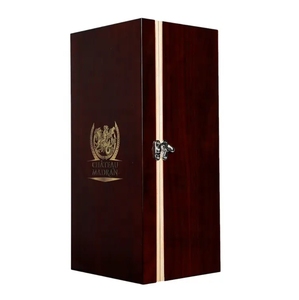 Boîte à vin rectangulaire en bois d'érable massif, fabriquée à la main, personnalisable, de luxe, avec finition laquée brillante et logo. - Product Image 1