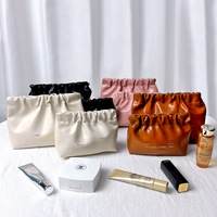 Q & N Sac à cosmétiques en cuir à fermeture éclair multifonction étanche et écologique pour pinceaux de maquillage et accessoires
