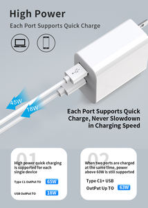 Caricabatterie per Telefono Compatto <span class=keywords><strong>2022</strong></span>, Caricatore GaN 65W, 45W, 18W con 2 Porte USB-C, Adattatore da Viaggio - Product Image 3