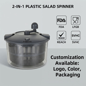 Escurridor <span class=keywords><strong>de</strong></span> Ensaladas 2 en 1 con Manivela, Lavador y Secador <span class=keywords><strong>de</strong></span> Verduras Libre <span class=keywords><strong>de</strong></span> BPA con Drenaje Rápido y Función <span class=keywords><strong>de</strong></span> Paro - Product Image 2
