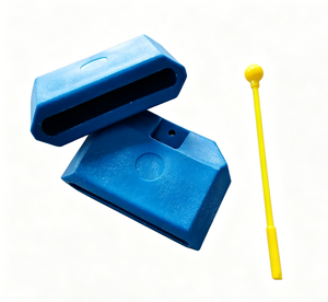 Instruments de percussion Orff en gros pour enfants : clochettes en plastique avec poignée, blocs rythmiques éducatifs, claquettes carrées pour enfants - Product Image 1