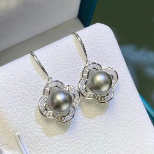 22529 DIY <b>Pearl</b> Accessories S925 Silver Earnail Empty Tray Simple Silver Jewelry Ear Hook with 9-11mm Round Beads <b>Pearl</b> <b>Earrings</b> - Product Image 1