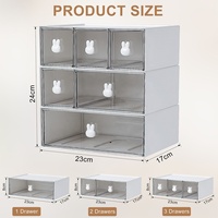 Ensemble de 3 boîtes de rangement de bureau avec tiroirs, coque blanche lisse, façades de tiroirs transparentes avec maintien empilable robuste pour espace de studio