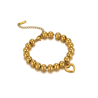 Perles rondes en acier inoxydable, couleur or rose et noir, pour la fabrication de bijoux (colliers et bracelets)