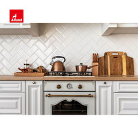 Allandcabinet Armoire de cuisine de style campagnard français avec cadre américain Armoire en bois massif blanc perlé et surélevé
