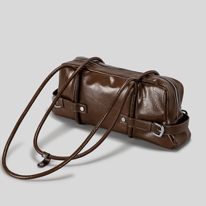 Sac de moto rétro Y2K en PU souple, style alligator, avec deux sangles, fermeture éclair, résistant à l'eau, grande capacité, à porter sous le bras - Product Image 5
