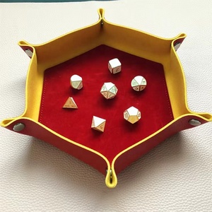 Phụ Kiện Tùy Chỉnh Vuông/Lục Giác/Hình Chữ Nhật Có Thể Gập Lại PU Mềm Da Nhung Di Động <span class=keywords><strong>Dice</strong></span> Cán Khay Đôi Màu - Product Image 4