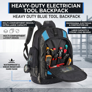 Professional High-denier Polyester <b>Tool</b> Bag <b>Backpack</b> Wear-Resistant Waterproof Electrician <b>Tool</b> Organizer with Rigid Bottom - Product Image 1