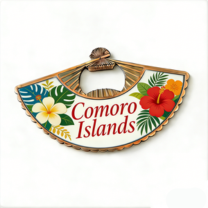 Souvenir touristique <span class=keywords><strong>des</strong></span> îles <span class=keywords><strong>Comores</strong></span>, aimant de réfrigérateur personnalisé en forme d'éventail en alliage de zinc - Product Image 4