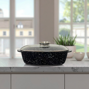 หม้อโลหะฝาแก้วเตาแม่เหล็กไฟฟ้าแบบมีหลายชั้นฝาปิดหม้อทำจากอะลูมิเนียมหล่อหล่อขึ้นรูปแบบทันสมัย - Product Image 3