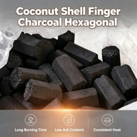 Charbon de coco hexagonal noir à faible teneur en cendres pour chicha, à combustion longue durée, directement de l'usine