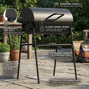 Parrilla <span class=keywords><strong>de</strong></span> Carbón Portátil para Exteriores, <span class=keywords><strong>Horno</strong></span> Americano para Patio, Parrilla para Asar <span class=keywords><strong>con</strong></span> Revestimiento Nano, Venta al Por Mayor - Product Image 3