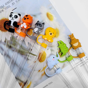 En gros, embouts de paille en silicone 3D en forme d'animaux marins, créatifs, de dessin animé, pour pailles de 10 mm - Product Image 4