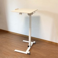 Bureau mobile entièrement pliable, réglable en hauteur, plateau inclinable, base à profil bas, base à roulettes, poste de travail assis-debout pour le bureau