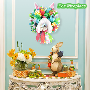เครื่องประดับรูปกระต่ายการ์ตูนสำหรับงานแต่งงานในฤดูใบไม้ผลิ พวงหรีดอีสเตอร์ กระต่ายโจรพร้อมพวงมาลัยอีสเตอร์สำหรับตกแต่งบ้าน - Product Image 4