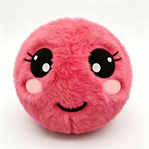 Pelota de peluche redonda personalizada, pelota de peluche rosa y esponjosa, pelota de peluche con cara sonriente, linda pelota de peluche redonda tipo almohada - Product Image 1