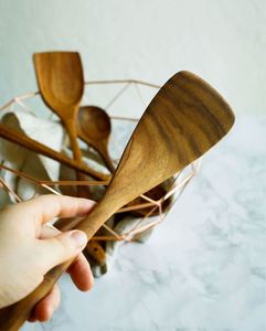 Home Kitchen Utensils <b>Set</b> Wooden Teak Wood Scraper and Spatula Cooking Tools - Product Image 2
