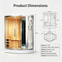 Cabina de Baño de Vapor para Spa Interior de Diseño Moderno, Sauna Húmeda de Madera Maciza de Hemlock con Función de Infrarrojos Lejanos para Gimnasio o Dormitorio