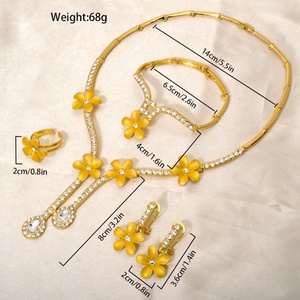 Conjunto de Joyas de Novia para Mujer, Chapado en Oro de 14K, Collar, Aretes y Pulseras de Circonita para Fiesta de Bodas - Product Image 2