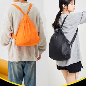 Lightweight Foldable Outdoor Sports <b>Backpack</b> Unisex Foldable Nylon <b>Drawstring</b> Bag with Custom Logo - Product Image 2