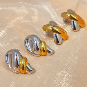 1 paire de boucles d'oreilles pour femmes, élégantes et luxueuses, plaquées géométriquement, en acier inoxydable 304 - Product Image 1