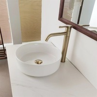 Robinet de salle de bain Kaiping en cuivre brossé or, mitigeur d'eau chaude et froide pivotant, avec cartouche céramique, idéal pour hôtels et toilettes