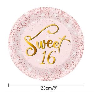Hot Selling 7 Inch Modern Style Disposable Rose Gold Foil <b>Plate</b> Marvellous Quality 16 Birthday Supplies Sweet Theme Paper Food - Product Image 4