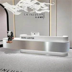 Kisen Unique Corians Acrylic Solid Surface Hospital Cashier Front Desks Counter Nurse Station I Shaped Reception Desk