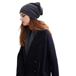 Nhà Máy Giá màu tối gauzy lông cừu Áo Thun Cashmere Đồng bằng đan Beanie ngư dân hat cho Unisex