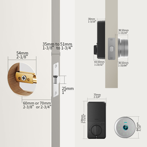 वेदरप्रूफ आउटडोर बायोमेट्रिक स्मार्ट लॉक लकड़ी का धातु दरवाजा हम मानक एकल सिलेंडर डेडबोल्ट डिजिटल कीपैड एंट्री वाईफाई ट्यूया - Product Image 2