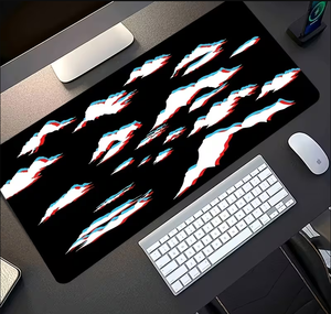 Alfombrilla de ratón para juegos de deportes electrónicos, fondo negro, patrón de nube 3D rojo y azul, arte moderno con base de goma lavable, tamaño grande. - Product Image 2