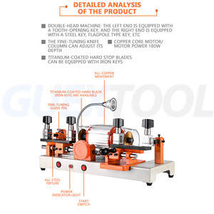 Machine à clés horizontale à double tête, machine de duplication et d'encastrement de clés, machine de gravure à alimentation manuelle 220V - Product Image 3