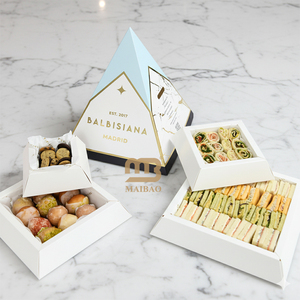 Caja <span class=keywords><strong>de</strong></span> Comida Piramidal Personalizada, Catering Halal, Pastelería Dulce, Kunafa, Pastel, Postre, Bocadillos, Plato <span class=keywords><strong>de</strong></span> Variados Sabores <span class=keywords><strong>de</strong></span> Múltiples Capas - Product Image 5