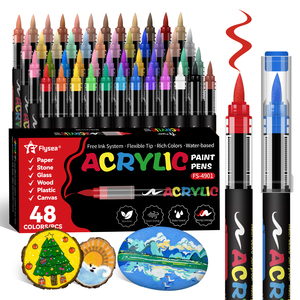 Set di 48 <span class=keywords><strong>Pennarelli</strong></span> Acrilici Flysea con Punta Morbida a Pennello <span class=keywords><strong>per</strong></span> Artisti, Fai-da-Te, <span class=keywords><strong>Tela</strong></span>, Legno - Product Image 1