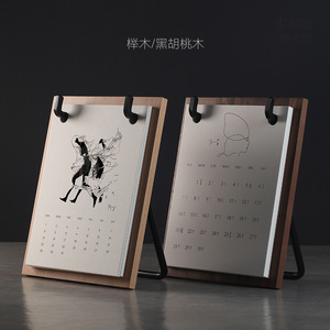 Solid Wood Desk <b>Calendar</b> Stand 2026 Digital Printing Nordic Design Office Gift - Product Image 3