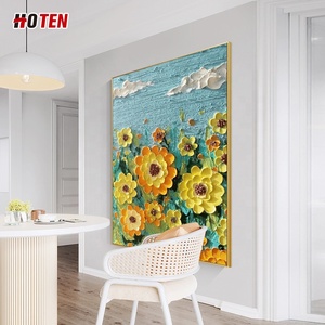 Toile de nuage tridimensionnelle faite à la main de style moderne <span class=keywords><strong>Van</strong></span> <span class=keywords><strong>Gogh</strong></span> <span class=keywords><strong>tournesol</strong></span> <span class=keywords><strong>peinture</strong></span> décorative de fleur de maison imprimée à l'huile - Product Image 3